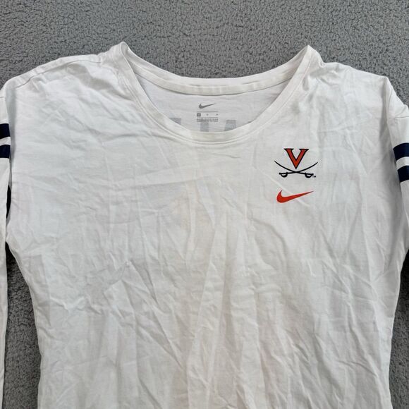 Virginia Cavaliers Shirt Womens M‎ White Nike Long Sleeve Cotton Casual - Picture 2 of 8